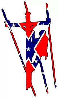 Confederate Flag Lineman Decal / Sticker 04