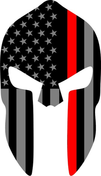 Thin Red Line American Flag Spartan Helmet Decal / Sticker 09