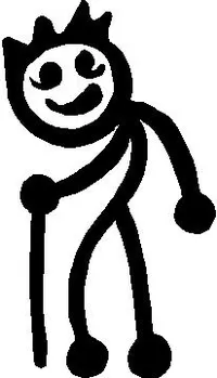 Old Man with Cane Stick Figure Decal / Sticker