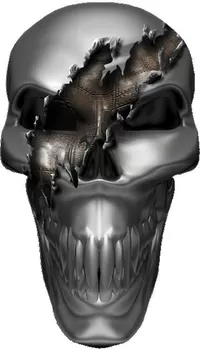Ripped Metal Skull 02 Decal / Sticker
