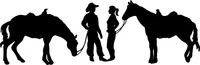 Cowboy and Cowgirl with Horses Decal / Sticker