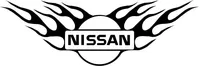Flaming Nissan Logo Decal / Sticker (angle up style)