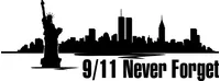 New York Skyline Silhouette 9/11 Never Forget Decal / Sticker 02