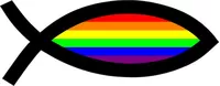 LGBT Flag Jesus Fish Decal / Sticker 05