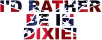 I'd Rather Be In Dixie Confederate Flag Lettering Decal / Sticker 01