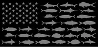 American Flag Fish Decal / Sticker 109 Black and Gray