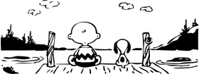 Charlie Brown and Snoopy on a Dock Decal / Sticker 02