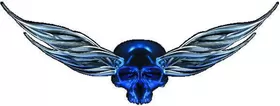 Blue Winged Skull Decal / Sticker