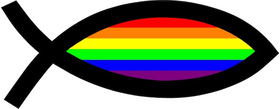 LGBT Flag Jesus Fish Decal / Sticker 05