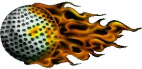 Flaming golf ball decal / sticker