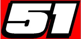 51 Race Number 2 Color Hemihead Font Decal / Sticker