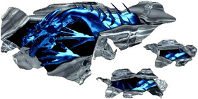 Blue Torn Dragon Graphic Decal / Sticker