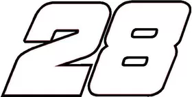 28 Race Number Decal / Sticker OUTLINE