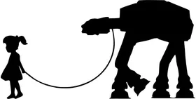 Girl Walking Her AT-AT Decal / Sticker 04