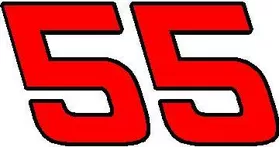 55 Race Number 2 Color Hemihead Font Decal / Sticker