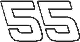 55 Race Number Hemihead Font Decal / Sticker