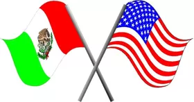 Mexican and American flags Decal / Sticker