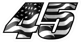 Number 45 Black and White American Flag Decal / Sticker d