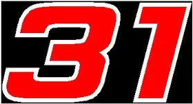 31 Race Number 2 Color Hemihead Font Decal / Sticker