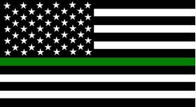 Thin Green Line American Flag Decal / Sticker 98