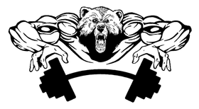 Weight Training Bear Mascot Decal / Sticker 08