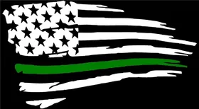 Thin Green Line American Flag Decal / Sticker 104