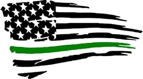 Thin Green Line American Flag Decal / Sticker 122