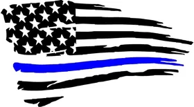 Weathered Thin Blue Line American Flag Decal / Sticker 123