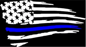 Weathered Thin Blue Line American Flag Decal / Sticker 96