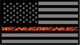 Thin Red Line True Fire American Flag Decal / Sticker 62