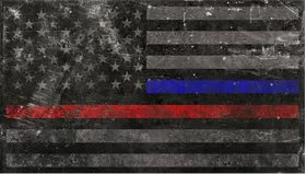 Distressed Thin Blue/Red Line American Flag Decal / Sticker 78