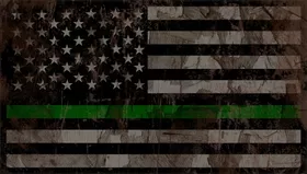 Distressed Thin Green Line American Flag Decal / Sticker 86