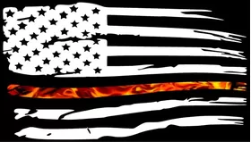 Thin Red Line True Fire American Flag Decal / Sticker 107