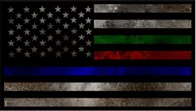 Thin Blue/Red/Green Line American Flag Decal / Sticker 91