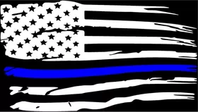 Weathered Thin Blue Line American Flag Decal / Sticker 98