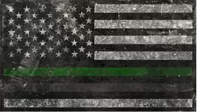 Distressed Thin Green / Gray Line American Flag Decal / Sticker 117