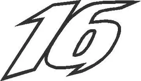 16 Race Number Outline Decal / Sticker