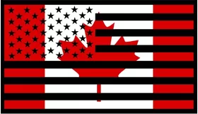 American and Canadian Flag Decal / Sticker