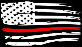 Thin Red Line American Flag Decal / Sticker 102