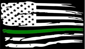 Thin Green Line American Flag Decal / Sticker 103