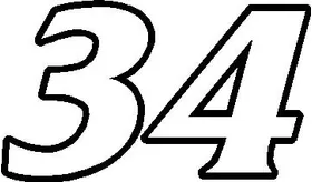 34 Race Number Decal / Sticker OUTLINE