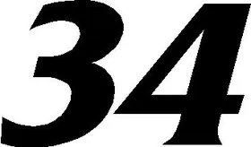 34 Race Number Decal / Sticker SOLID