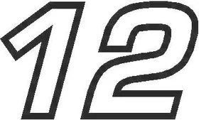 12 Race Number Euromode Bold Font Decal / Sticker