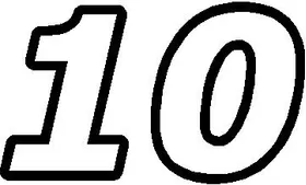 10 Race Number Outline Decal / Sticker