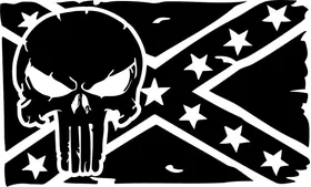 Weathered Punisher Confederate Flag Decal / Sticker 66