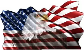 American Flag Waving Eagle Decal / Sticker 08