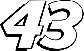 OUTLINED 43 RACE NUMBER DECAL / STICKER b