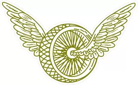 White and Gold Winged Wheel Decal / Sticker 04