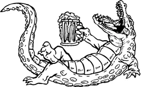 Beer Drinking Gators Mascot Decal / Sticker