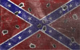 Rebel Confederate Flag Decal / Sticker With Bullet Holes 25